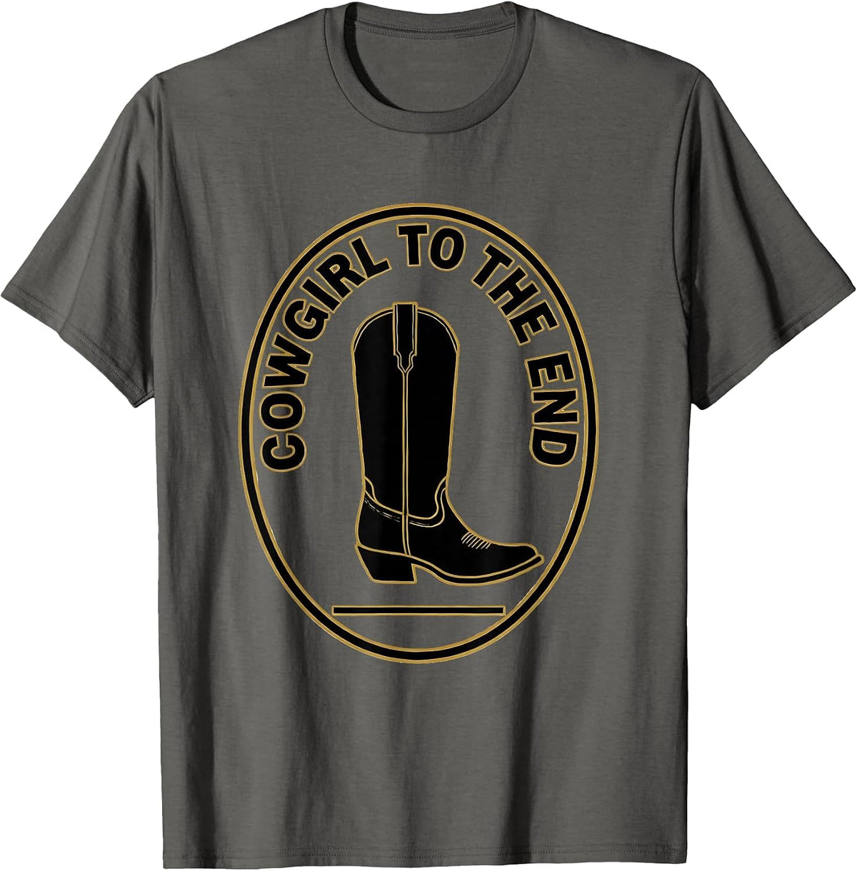 Men's Cowgirl To The End Western Rodeo Emblem Pride T-Shirt - Asphalt Grey