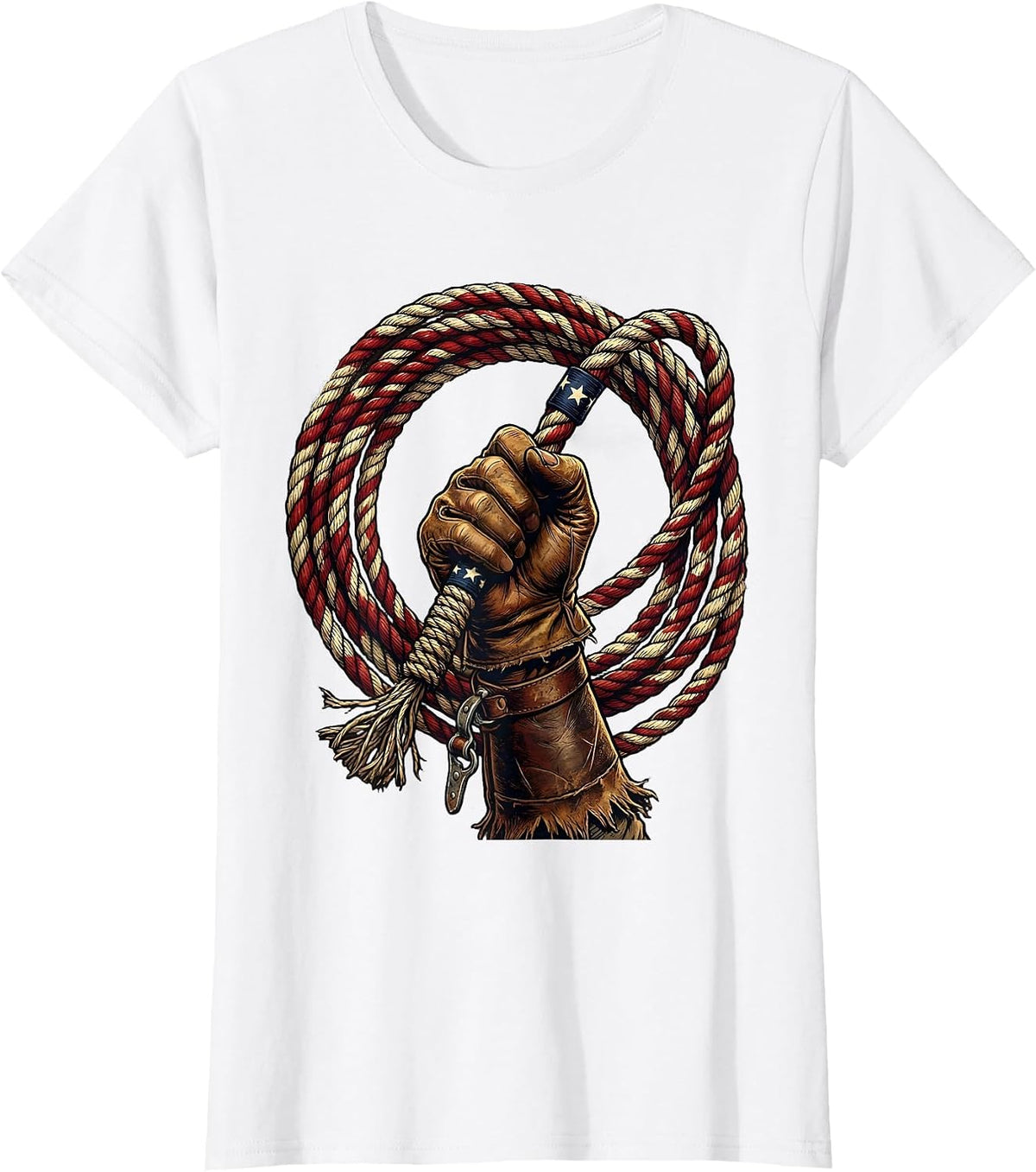 Cowgirl Lasso Throw Western Rodeo Graphic T-Shirt - White