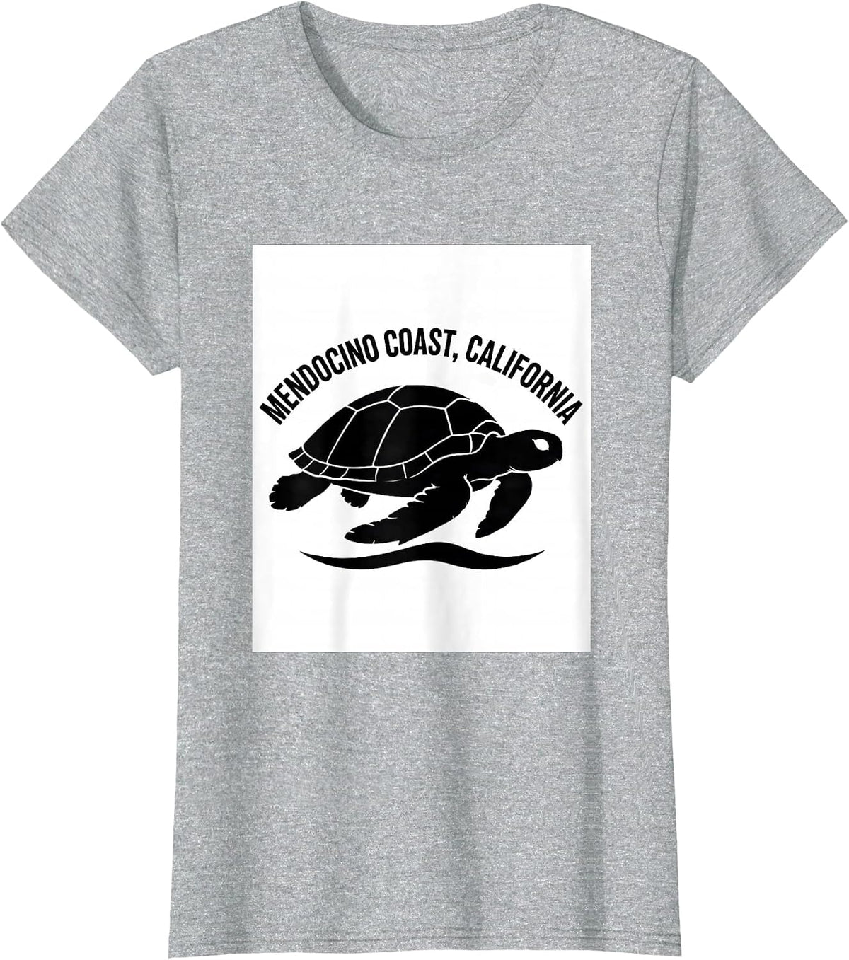 Women's Mendocino Coast California Sea Turtle Silhouette Beach T-Shirt - Heather Grey
