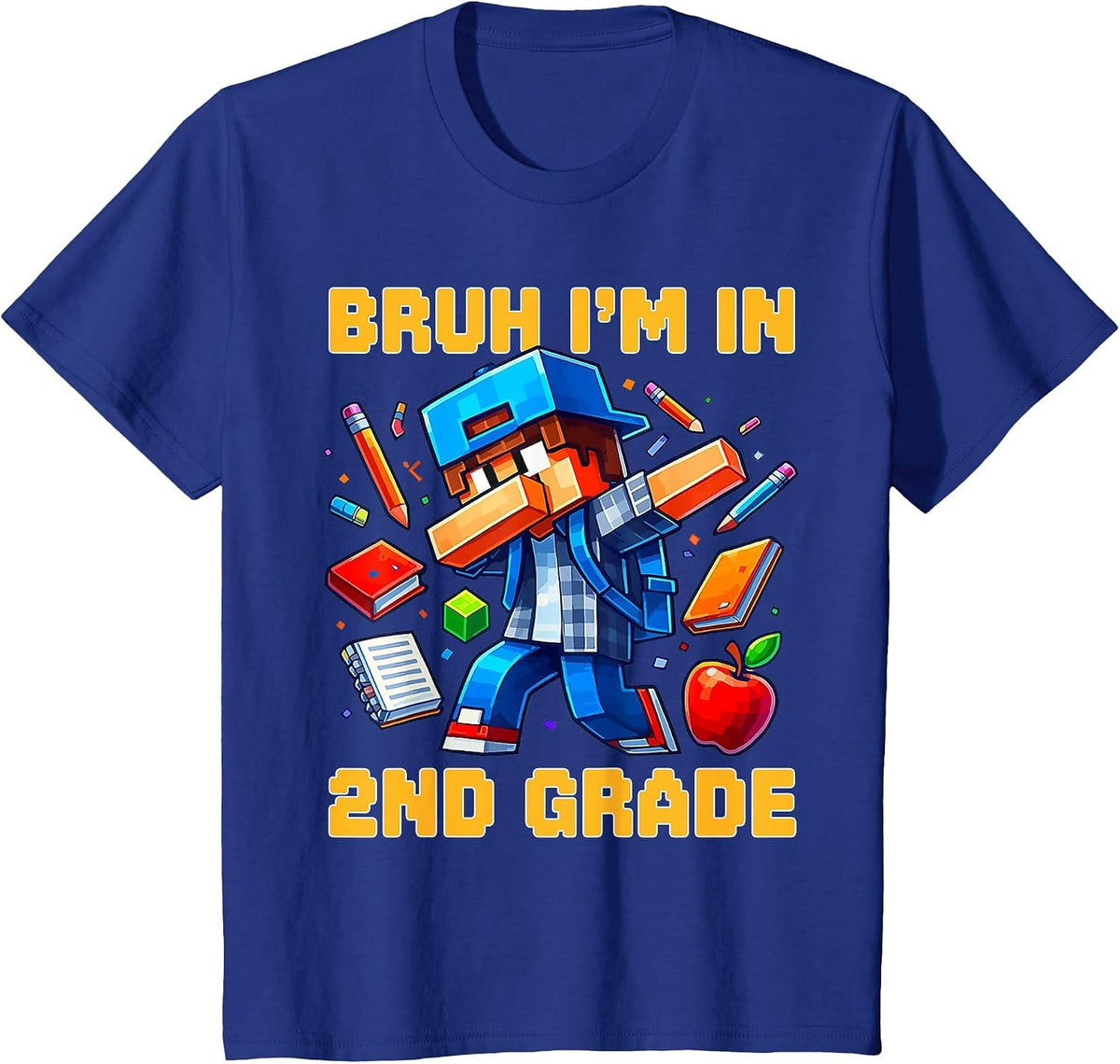 Bruh I'm in 2nd Grade Dabbing Boys Kids Gamer Back to School T-Shirt - Royal Blue