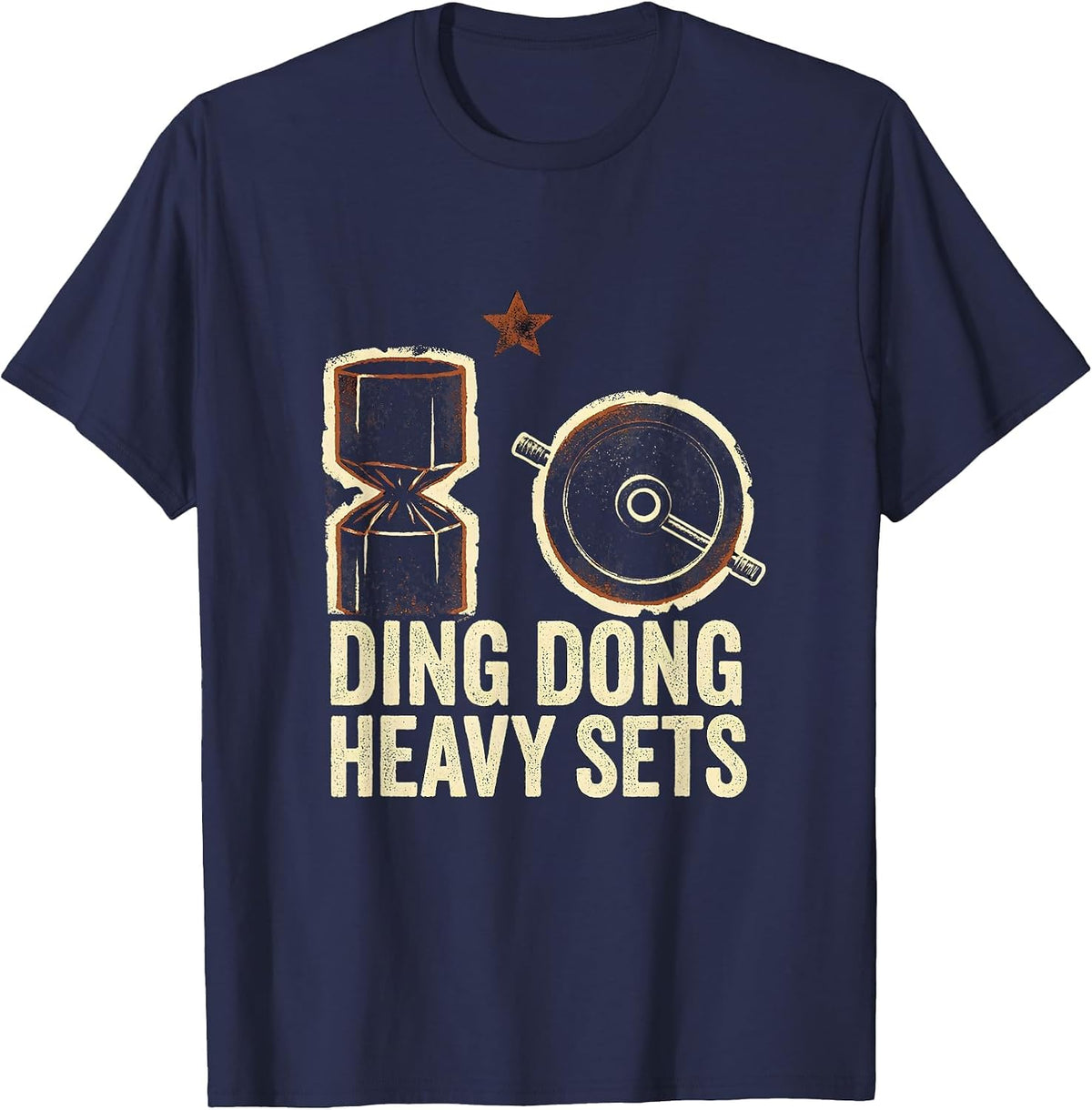 Ding Dong Heavy Sets Funny Christmas Gym Workout T-Shirt - Navy Blue
