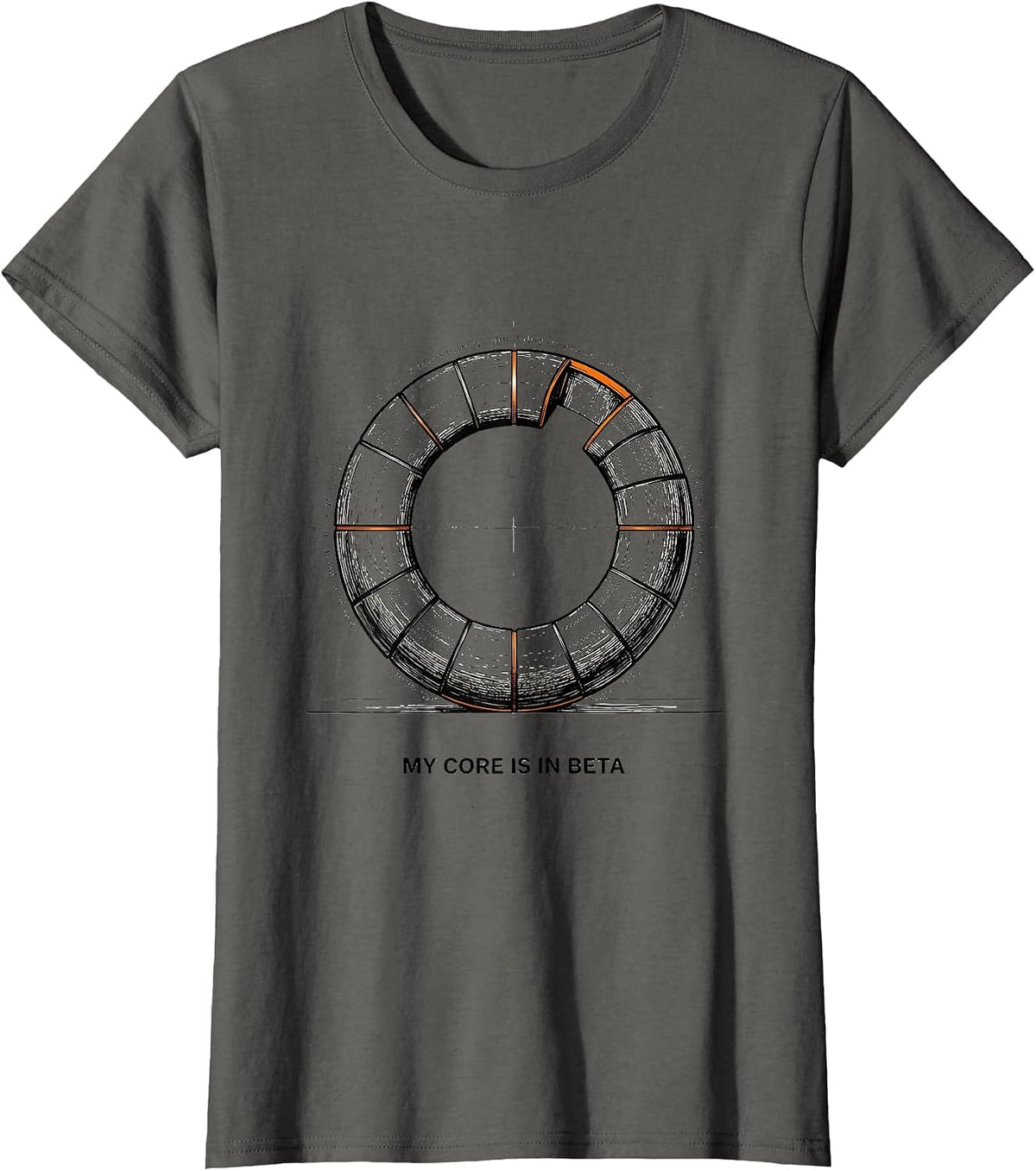 Women's My Core Is In Beta Funny Gym Workout Weightlifting Humor T-Shirt - Asphalt Grey