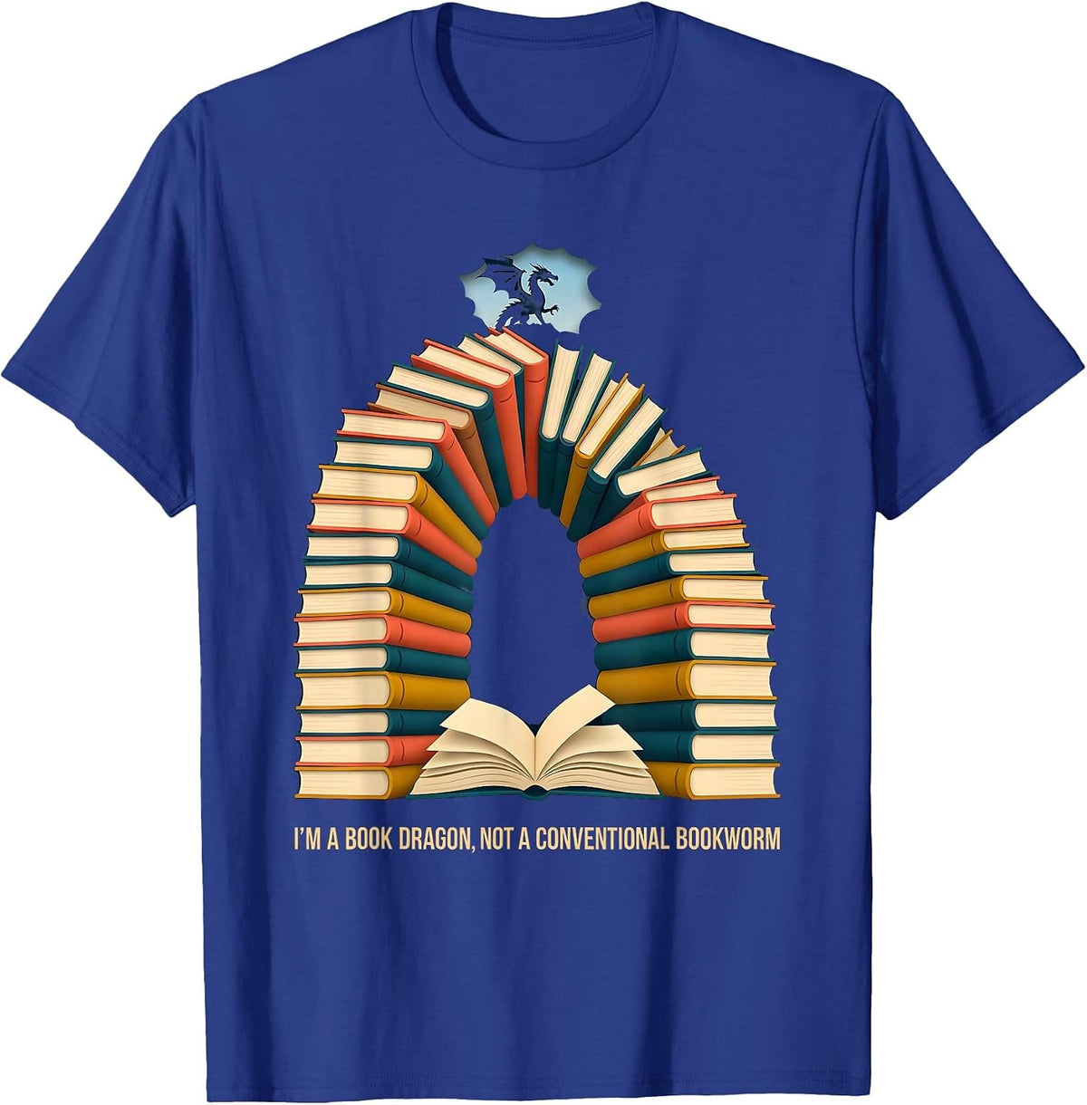 Men's I'm A Book Dragon, Not A Conventional Bookworm Funny T-Shirt - Royal Blue