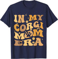in My Corgi Mom Era Groovy Pembroke Welsh Corgi Dog Owner T-Shirt - Navy Blue