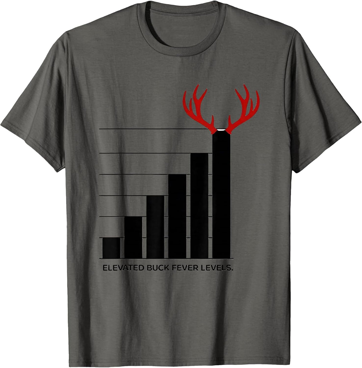 Elevated Buck Fever Levels Funny Deer Hunting Camo Dad Humor T-Shirt - Asphalt Grey
