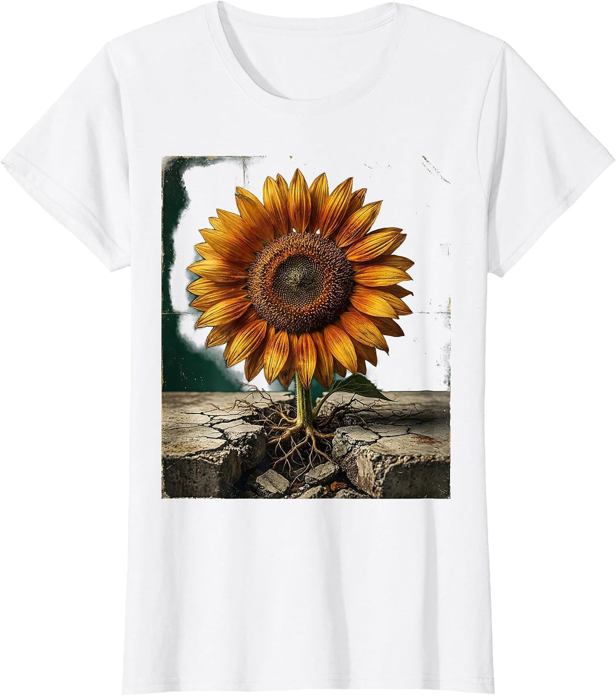 School Counselor Sunflower Through Concrete Design T-Shirt - White