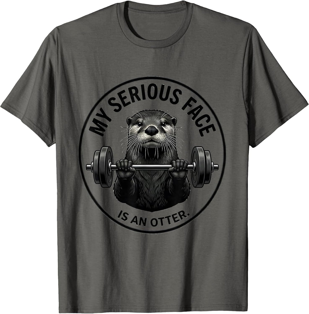 Men's My Serious Face Is An Otter Funny Gym Workout Weightlifting T-Shirt - Asphalt Grey