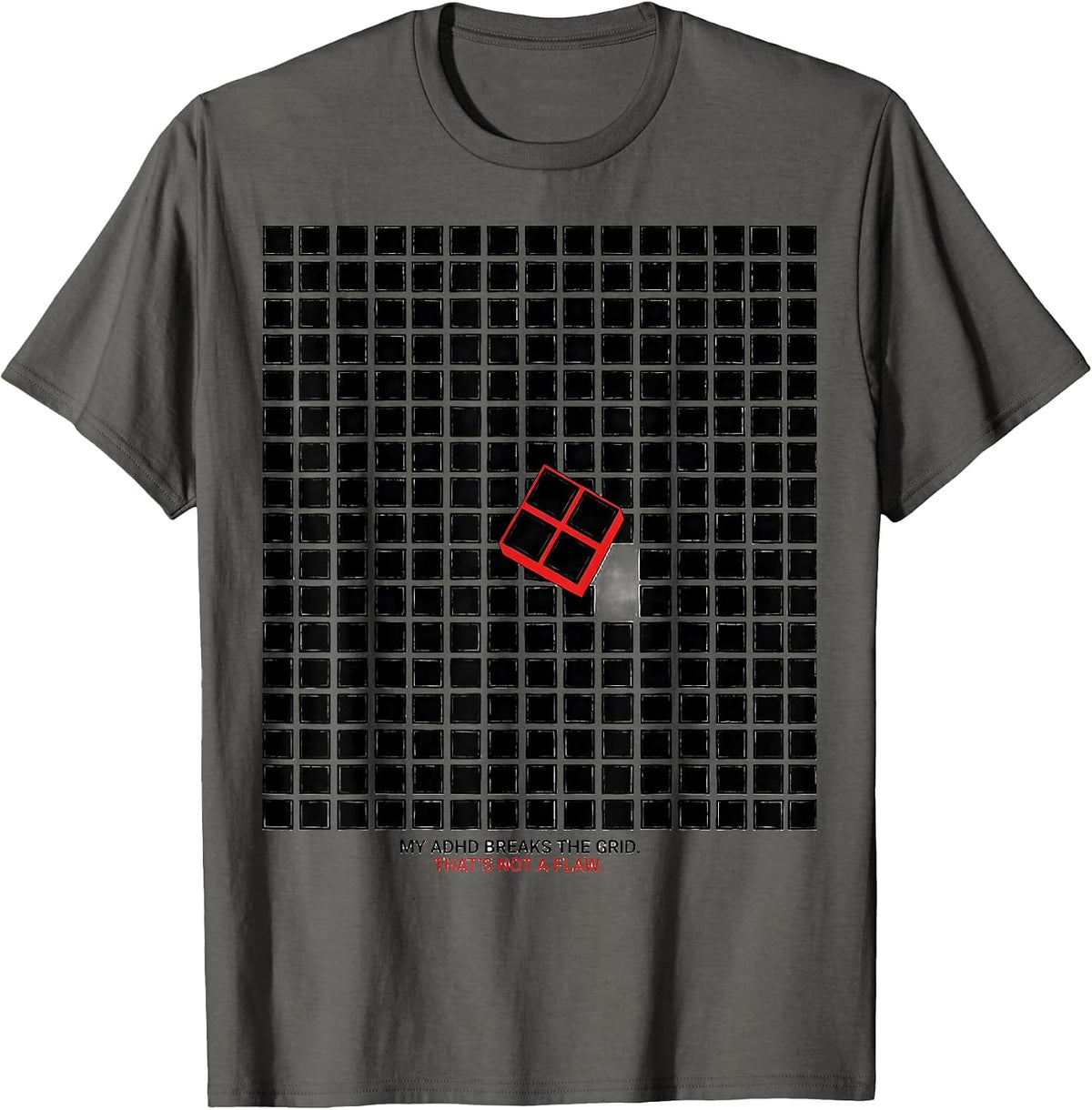 My ADHD Breaks The Grid Funny ADHD Gamer Neurodiversity T-Shirt - Asphalt Grey