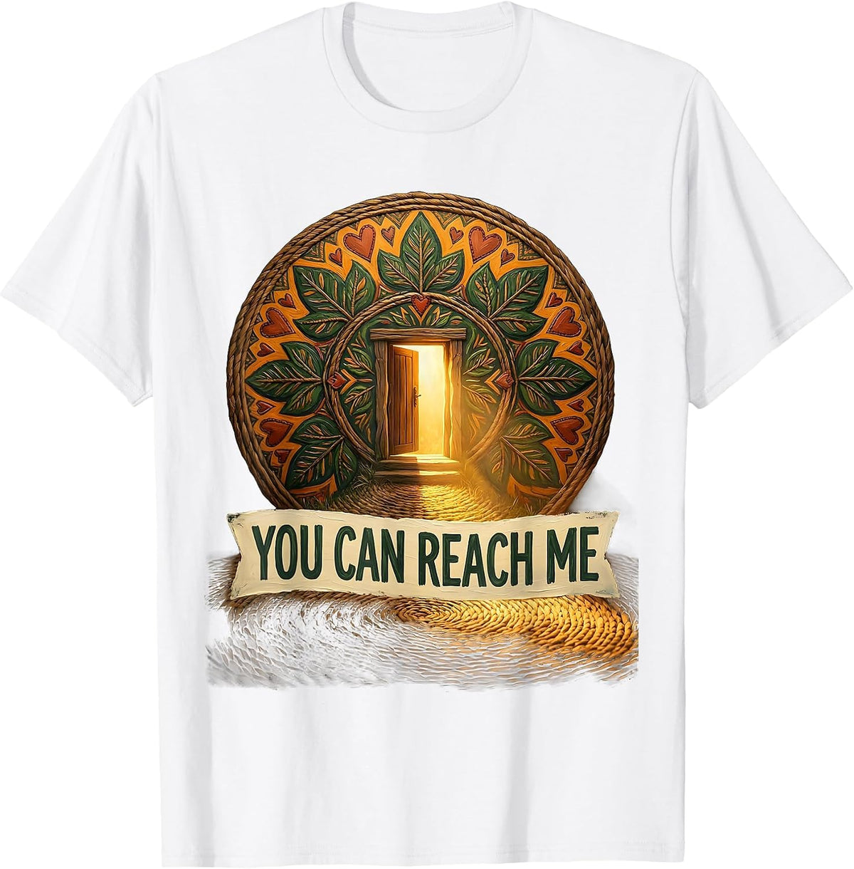 Men's You Can Reach Me Folk Art School Counselor Student Support T-Shirt - White