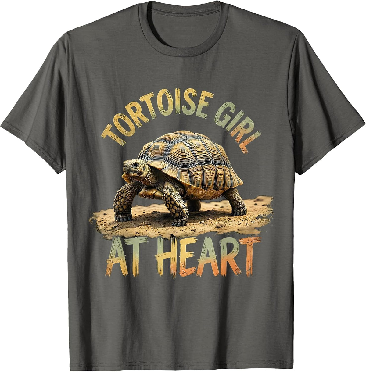 Tortoise Girl At Heart Boho Summer Casual Tortoise Lover T-Shirt - Asphalt Grey