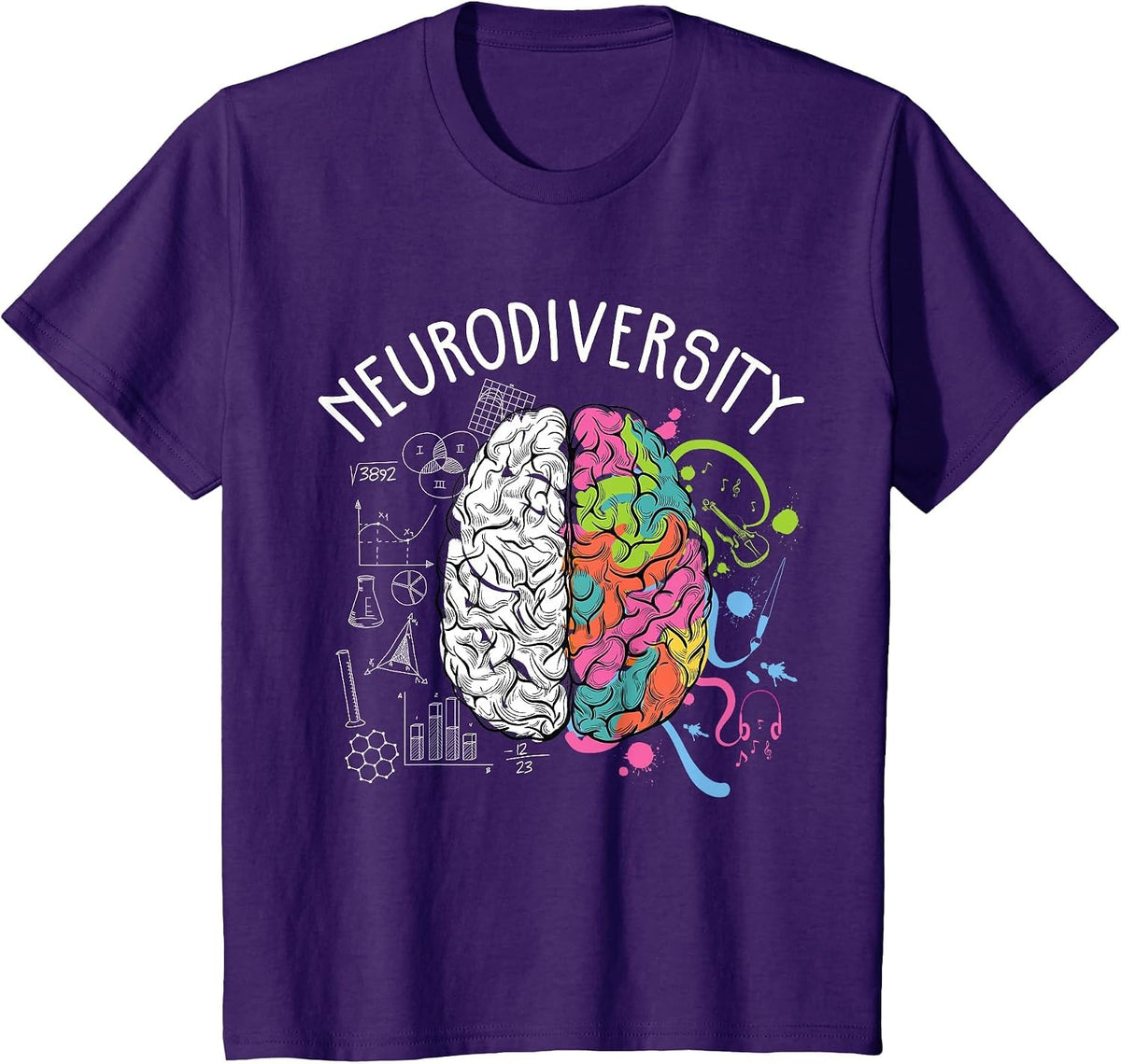 Neurodiversity Brain Shirt T-Shirt - Purple