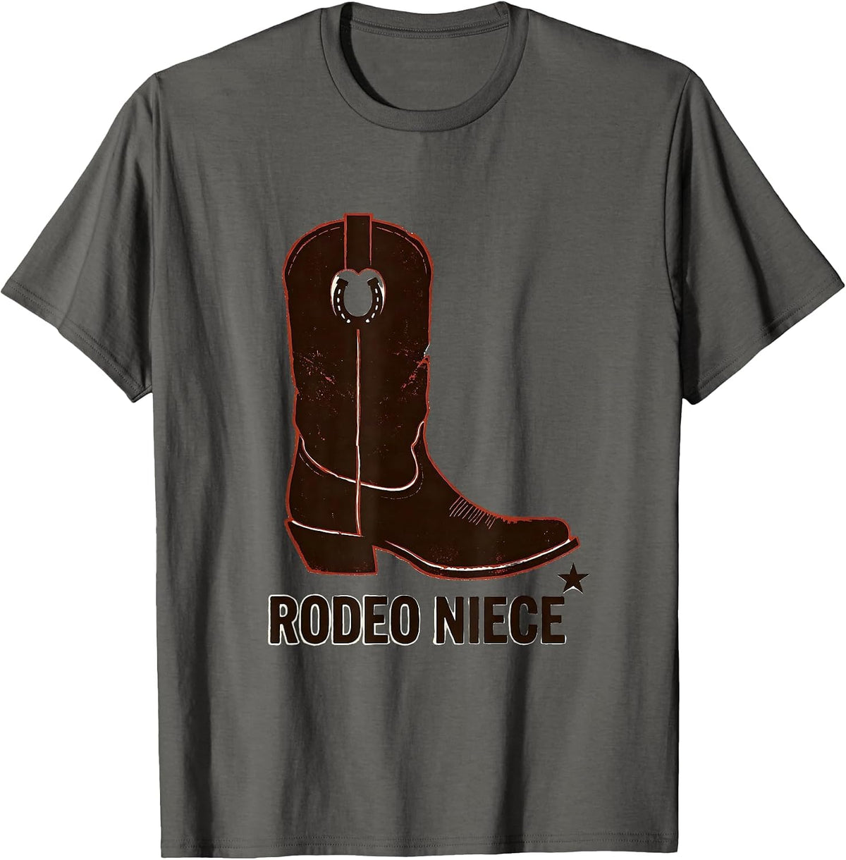 Rodeo Niece Stencil Graphic Cowgirl Birthday Party Matching T-Shirt - Asphalt Grey