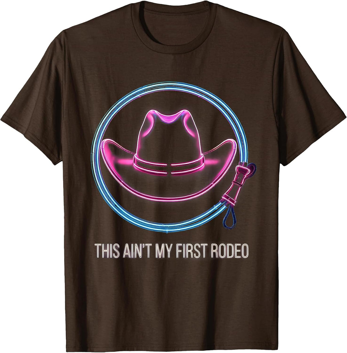 Men's This Ain't My First Rodeo Cowgirl Design T-Shirt - Brown