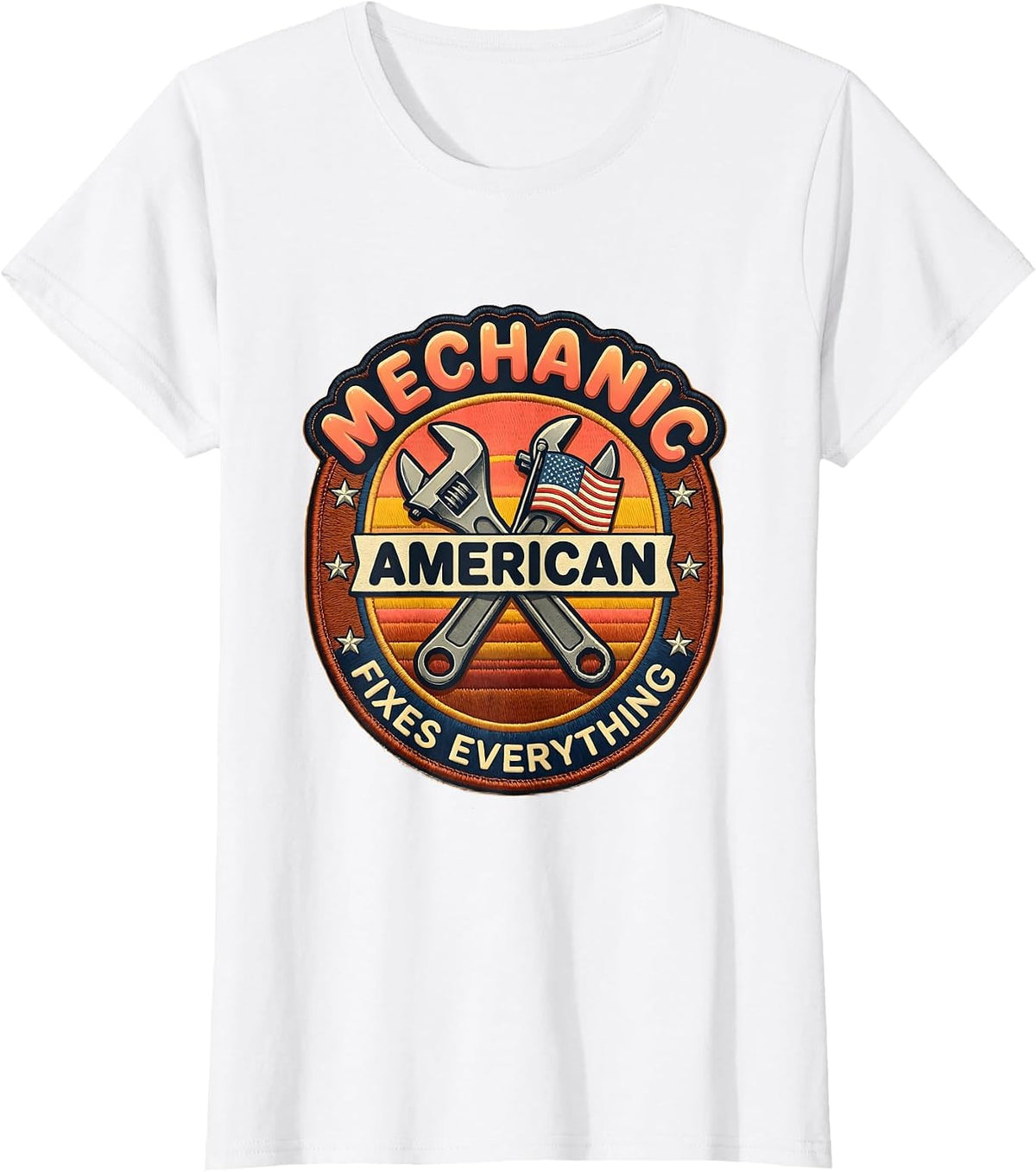 Mechanic American Fixes Everything Vintage Design T-Shirt - White