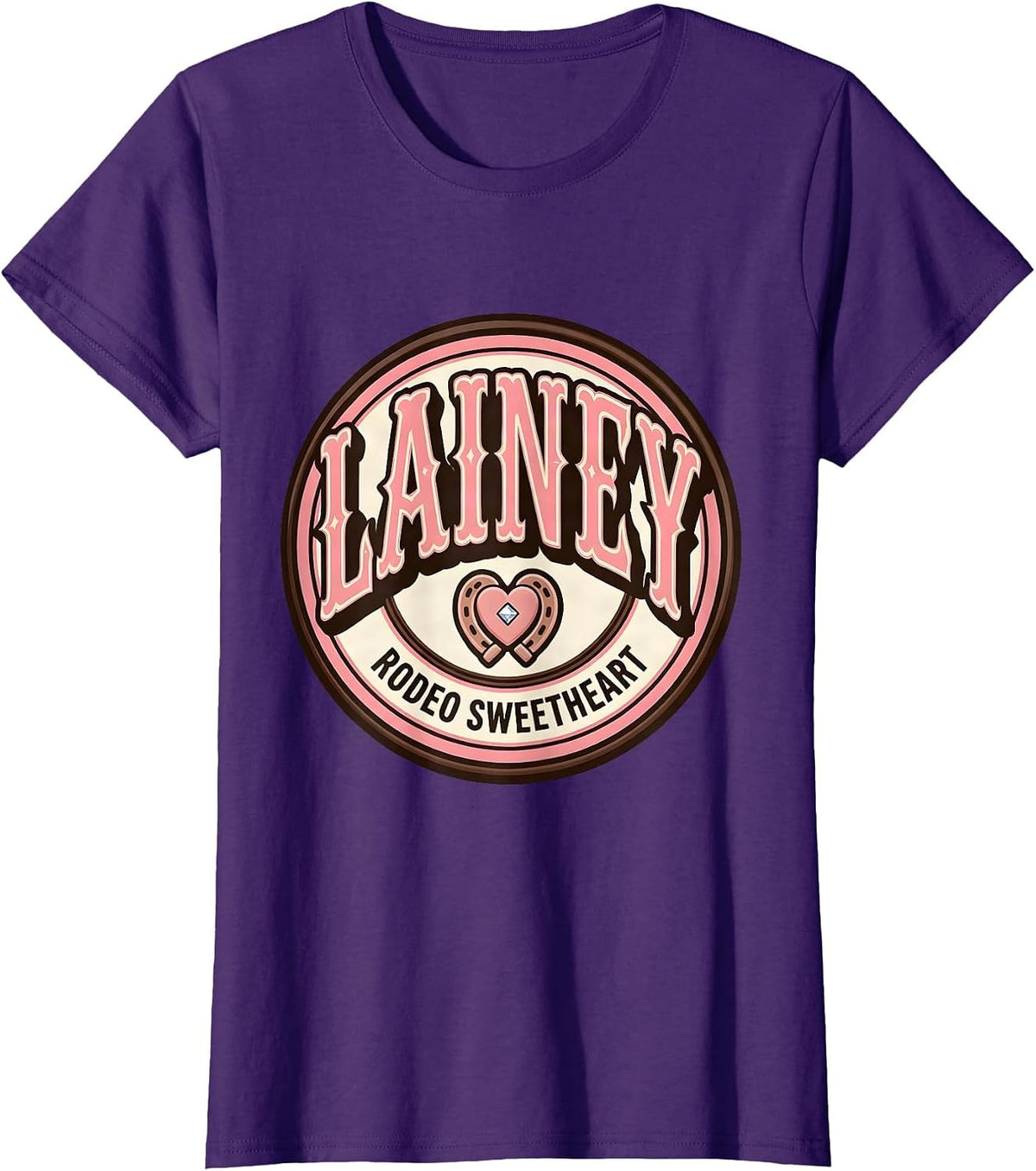 Women's Lainey Rodeo Sweetheart Cowgirl Glam Personalized Name Gift T-Shirt - Purple