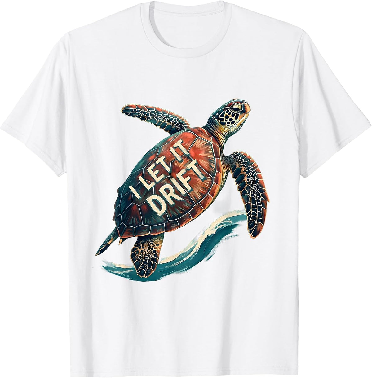 Men's I Let It Drift Sea Turtle Souvenir Tropical Vacation Animal T-Shirt - White