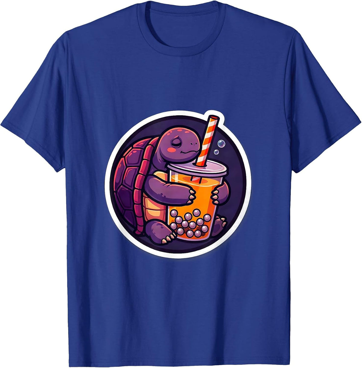 Sleepy Turtle Kawaii Boba Tea Bubble Tea Lover T-Shirt - Royal Blue