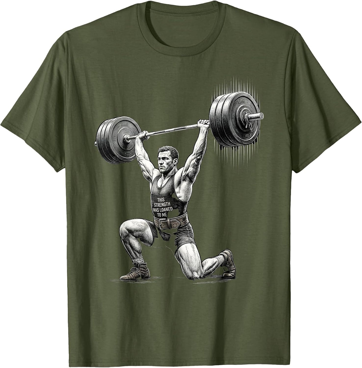 This Strength Was Loaned To Me Funny Christian Gym T-Shirt - Olive Green