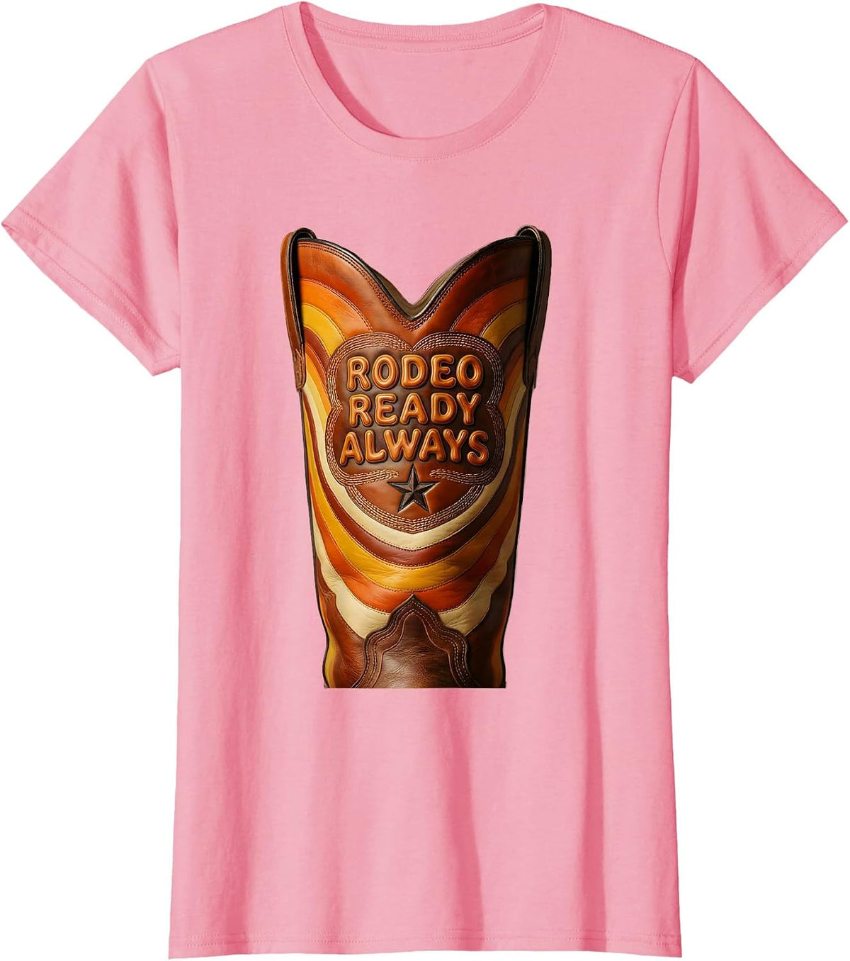 Women's Rodeo Ready Always Western Cowgirl Design T-Shirt - Pink