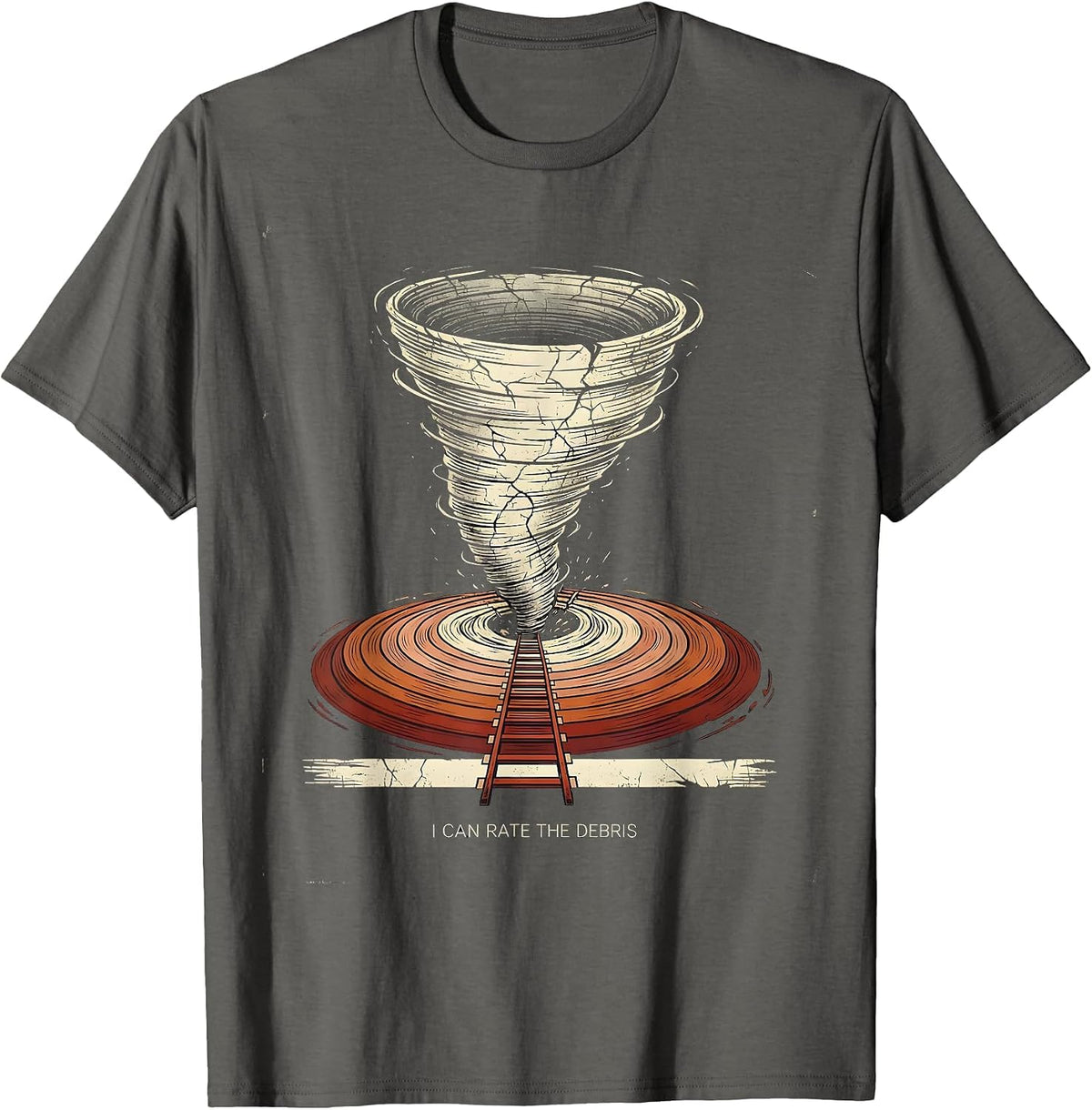 Men's I Can Rate The Debris Distressed Tornado Storm Chaser T-Shirt - Asphalt Grey