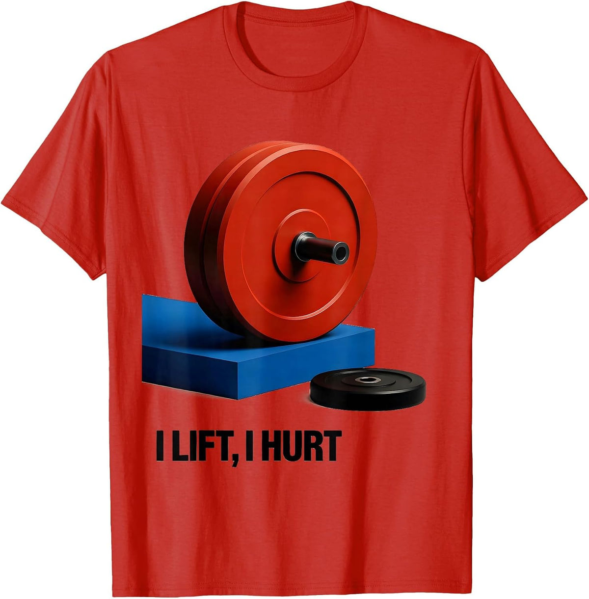 Men's I Lift I Hurt Funny Gym Workout Weightlifting Humor T-Shirt - Red