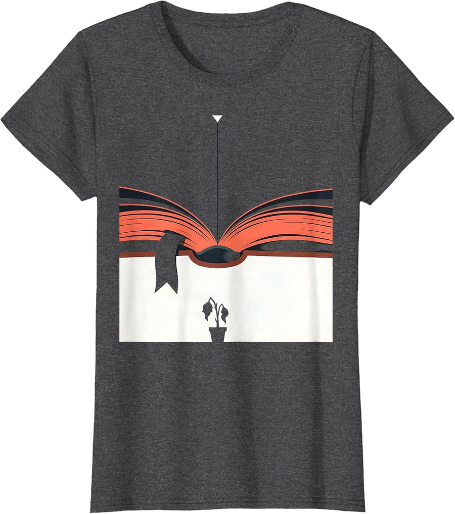 Women's Open Book Reader Funny Bookworm Gift T-Shirt - Dark Heather Grey