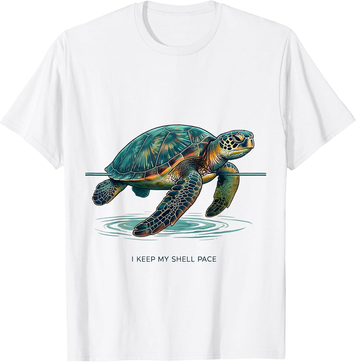 I Keep My Shell Pace Illustration Sea Turtle Lover Ocean T-Shirt - White