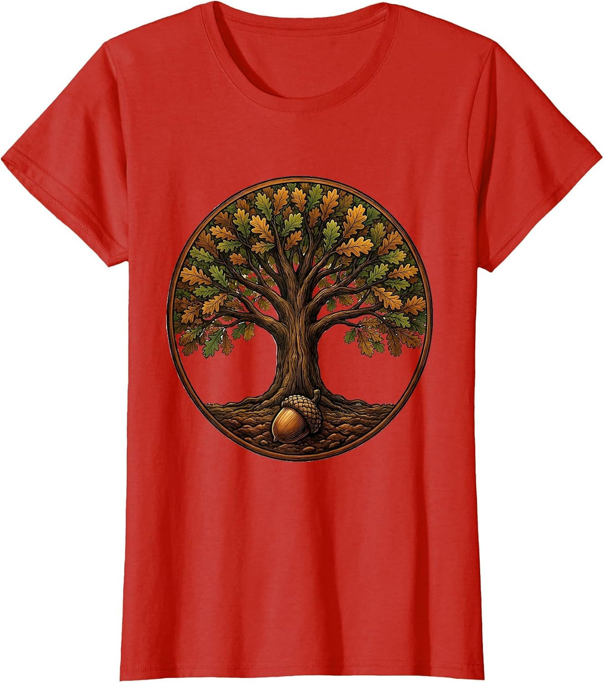 Women's School Counselor Oak Tree Growth Illustration T-Shirt - Red