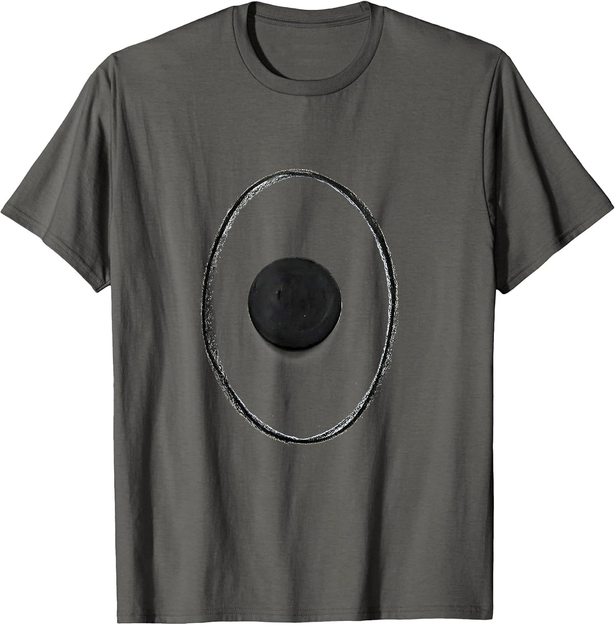 Small Solid Disc Minimalist Space Science Humor T-Shirt - Asphalt Grey