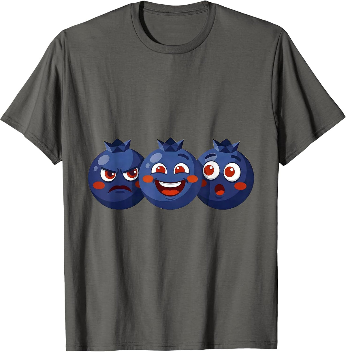 Men's Red White and Blueberries Patriotic Fruit Graphic T-Shirt - Asphalt Grey