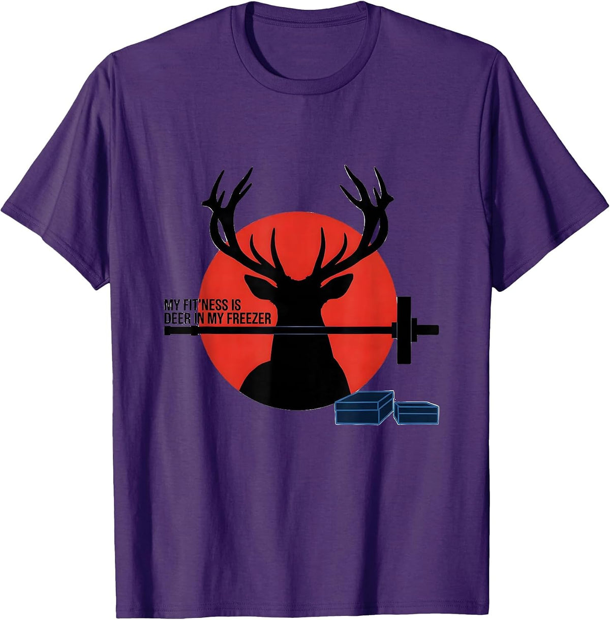 My Fit'ness Is Deer In My Freezer Funny Hunting Dad Joke T-Shirt - Purple