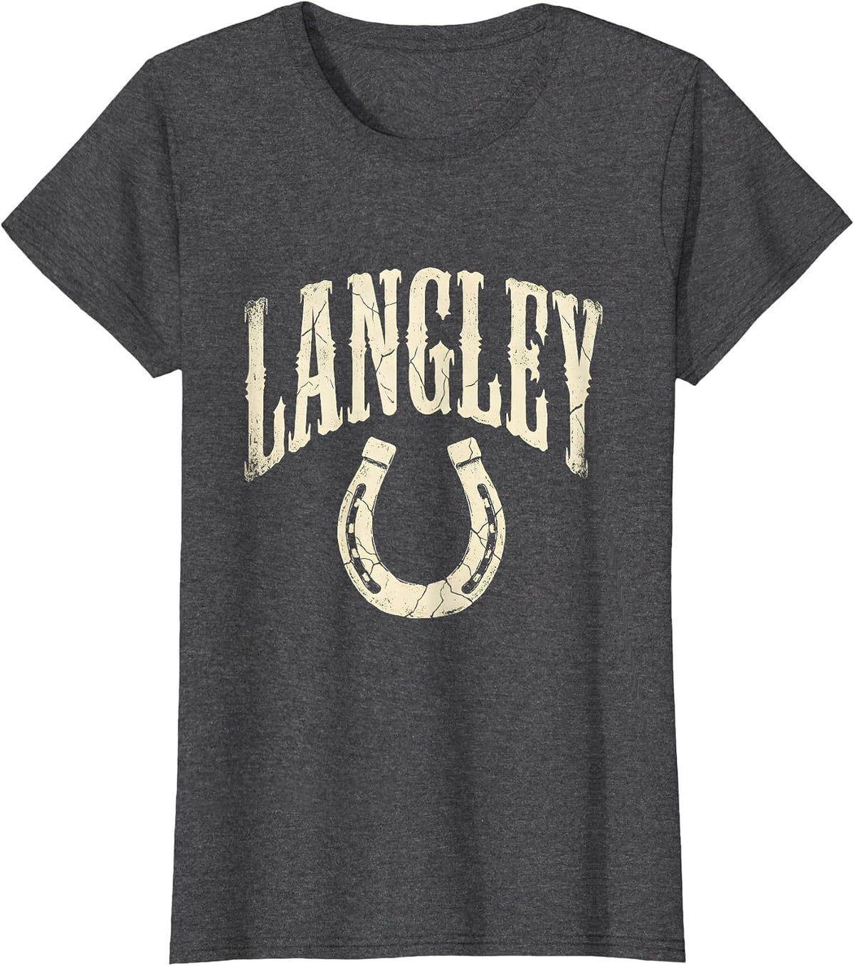 Women's LANGLEY Boho Western Mono Surname Gift T-Shirt - Dark Heather Grey