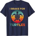 I Brake for Turtles Funny Tortoise Pet Turtle Lover Vintage T-Shirt - Navy Blue
