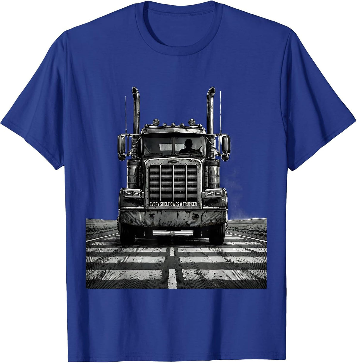 Men's Every Shelf Owes A Trucker Patriotic American Flag Semi T-Shirt - Royal Blue