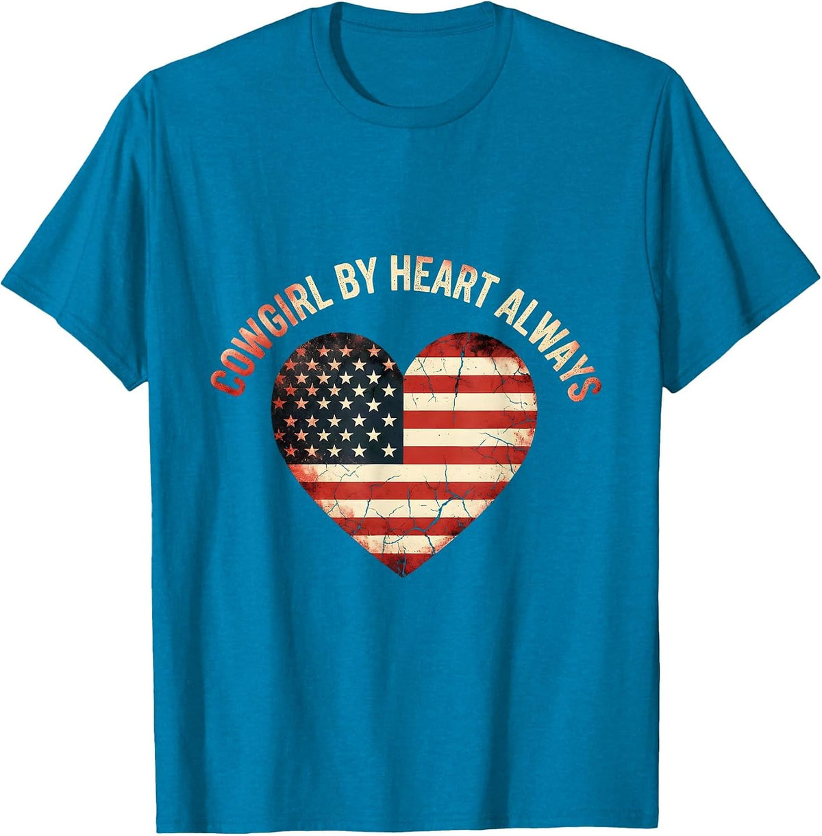 Cowgirl By Heart Always Rodeo Design T-Shirt - Sapphire Blue