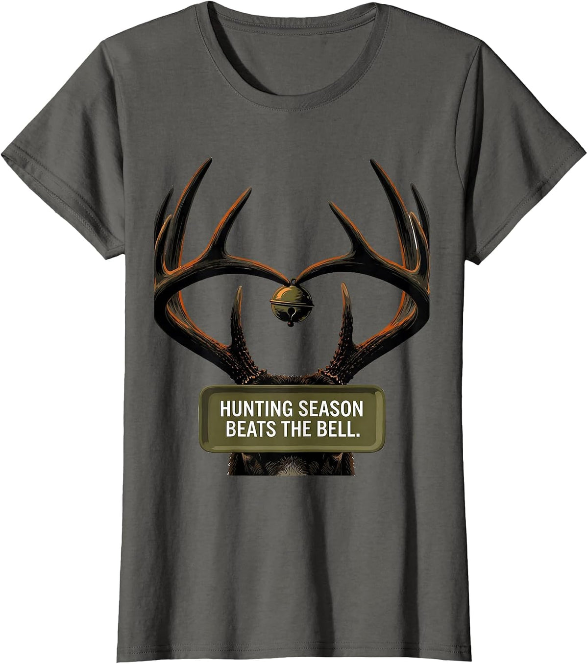 Women's Hunting Season Beats The Bell Funny Deer Hunting Camo Dad T-Shirt - Asphalt Grey