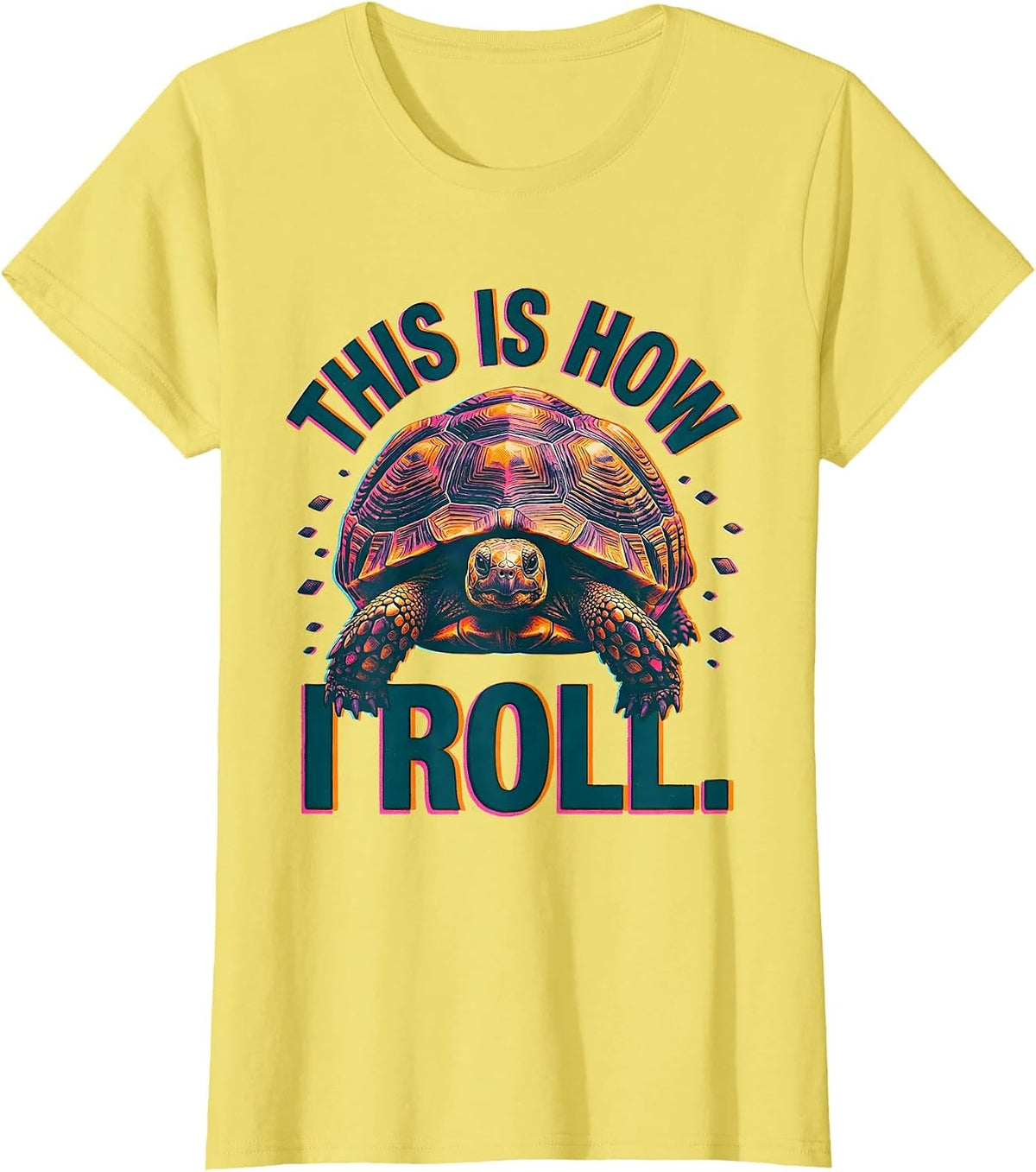 This Is How I Roll Risograph Funny Tortoise Pet Lover Gift T-Shirt - Lemon Yellow