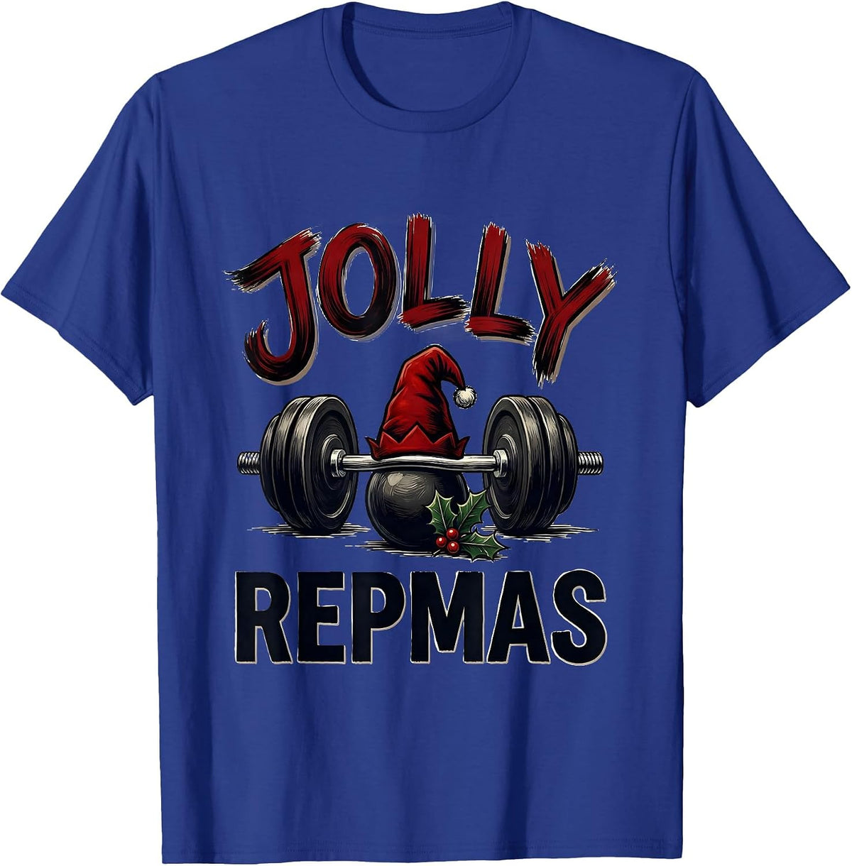 Men's Jolly Repmas Funny Christmas Gym Weightlifting Workout Gift T-Shirt - Royal Blue