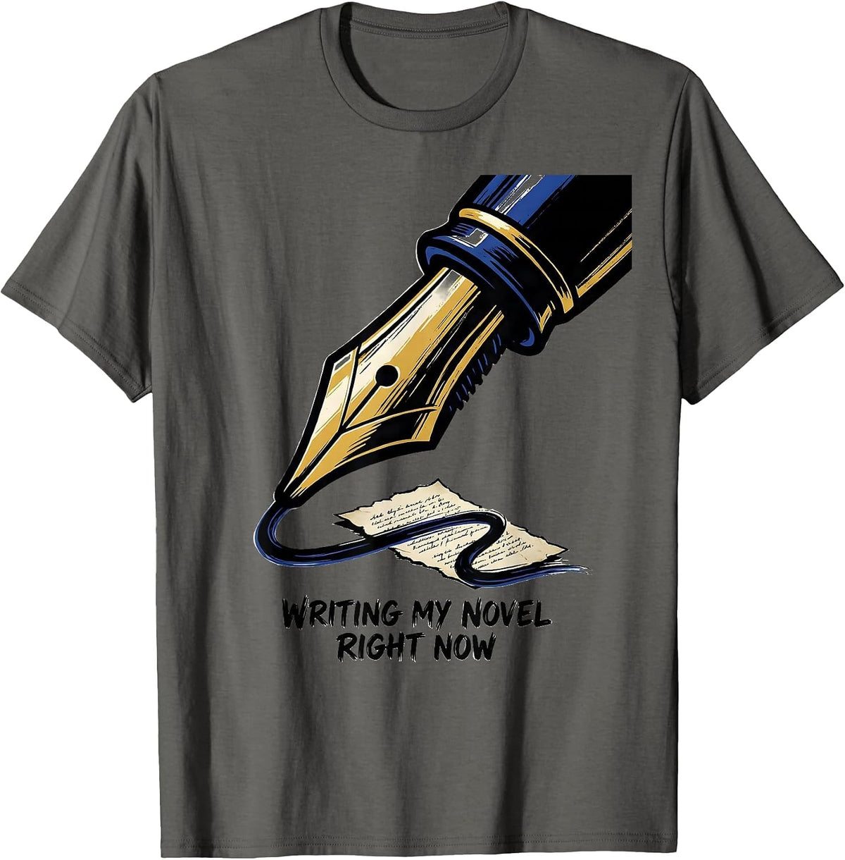 Men's Writing My Novel Right Now Funny Writer Author Bookworm T-Shirt - Asphalt Grey