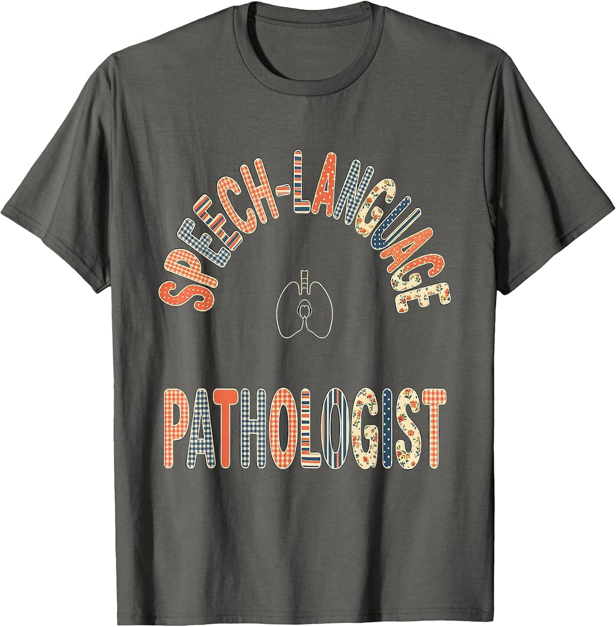 Men's Speech-Language Pathologist Cute Patchwork SLP Professional T-Shirt - Asphalt Grey