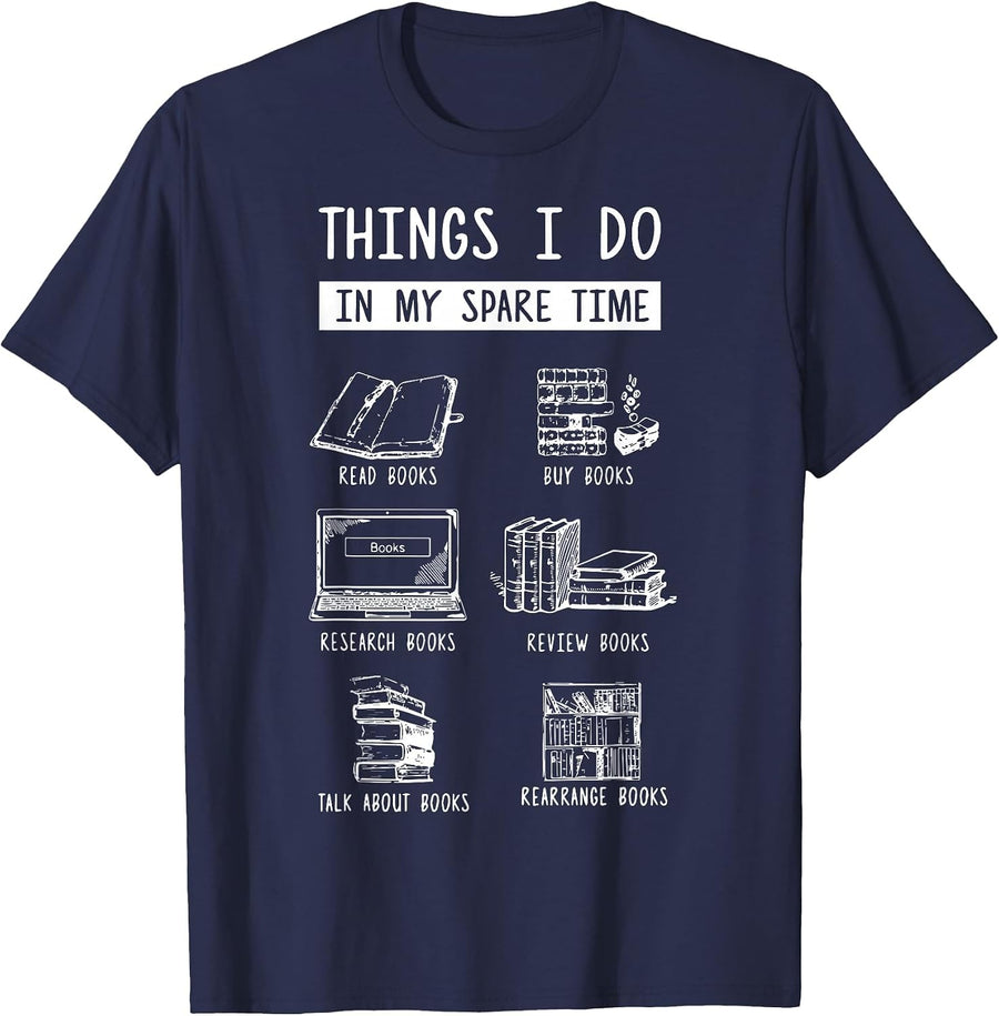 Book Reading - Reviewing Books - Bookworm - Bookish T-Shirt - Navy Blue
