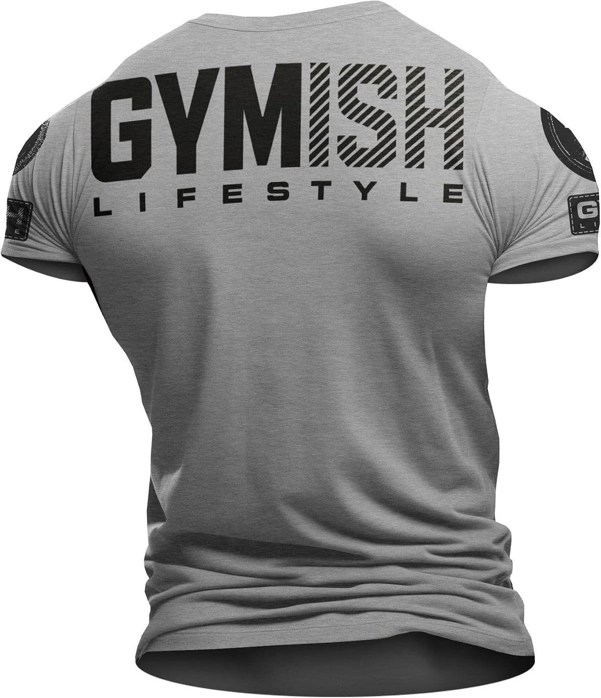 Gymish Lifestyle Mens T-Shirts Graphic Tees, Short Sleeve Sports Shirt - 2. Gymish Lifestyle Grey Branded
