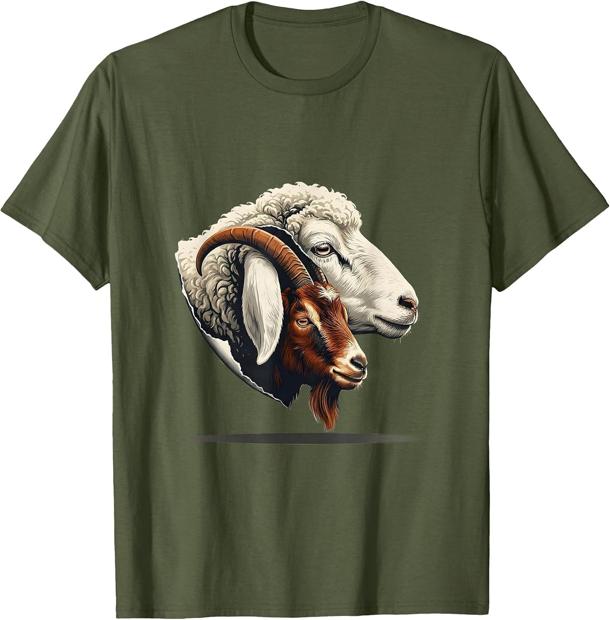 Black Sheep And Crazy Goat Farm Humor Editorial Concept T-Shirt - Olive Green
