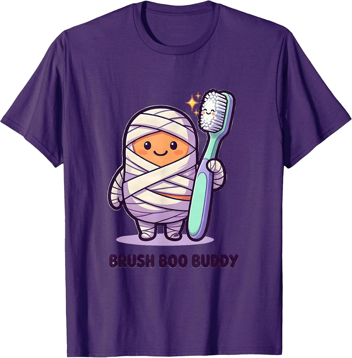 Brush Boo Buddy Cute Kawaii Halloween Dentist Dental T-Shirt - Purple