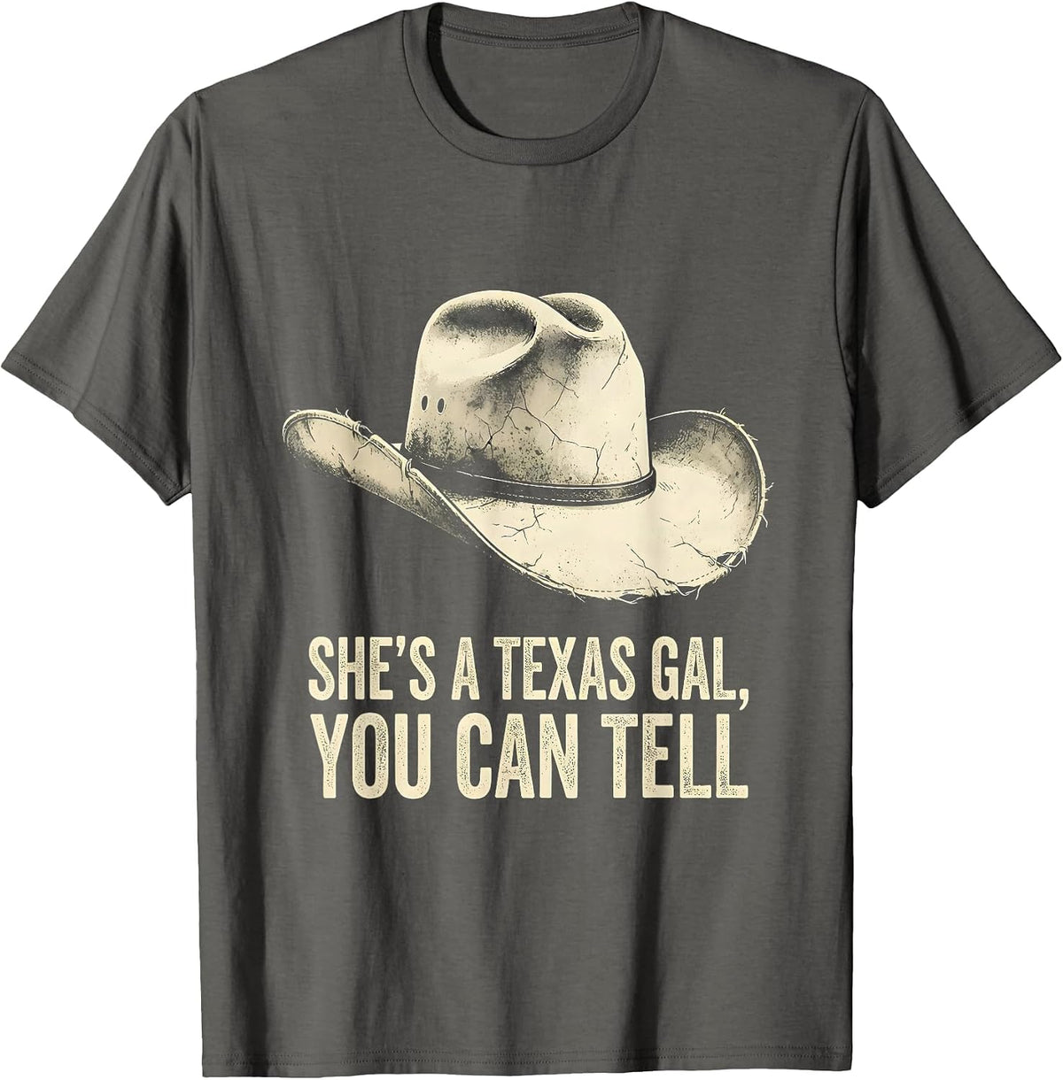 Men's She's A Texas Gal, You Can Tell Boho Western Cowgirl Pride T-Shirt - Asphalt Grey