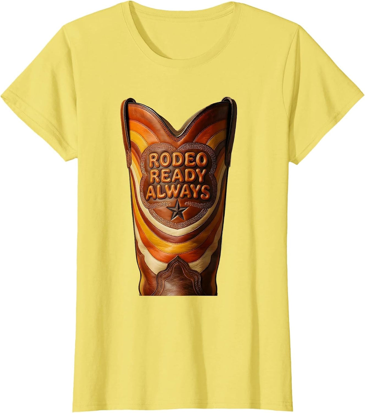 Women's Rodeo Ready Always Western Cowgirl Design T-Shirt - Lemon Yellow