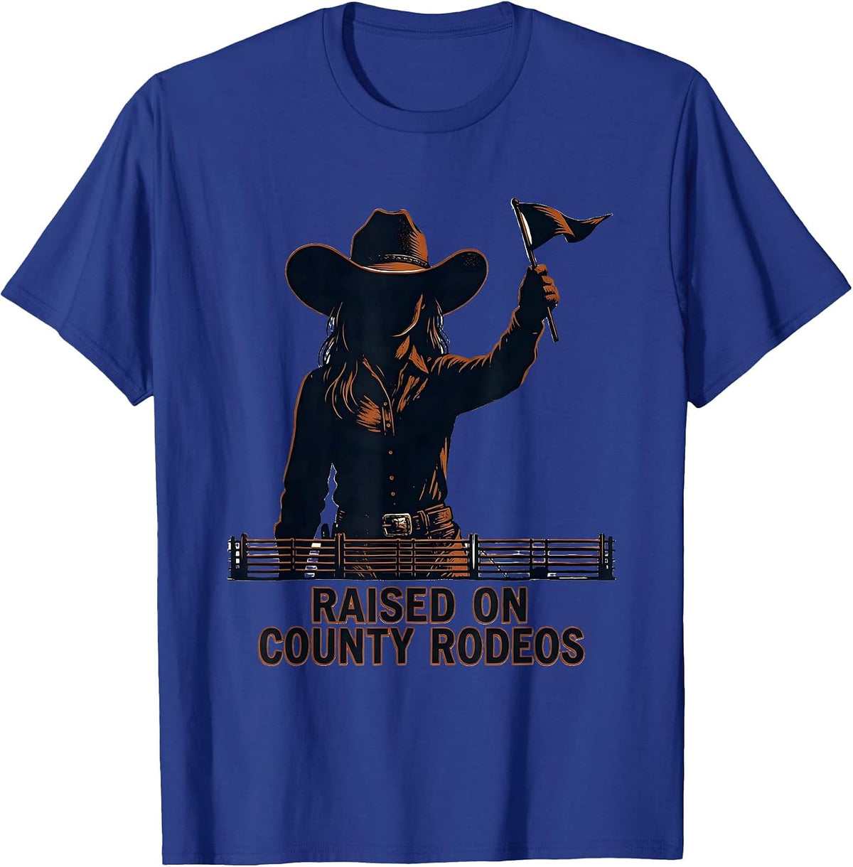 Raised On County Rodeos Western Cowgirl Heritage Pride T-Shirt - Royal Blue