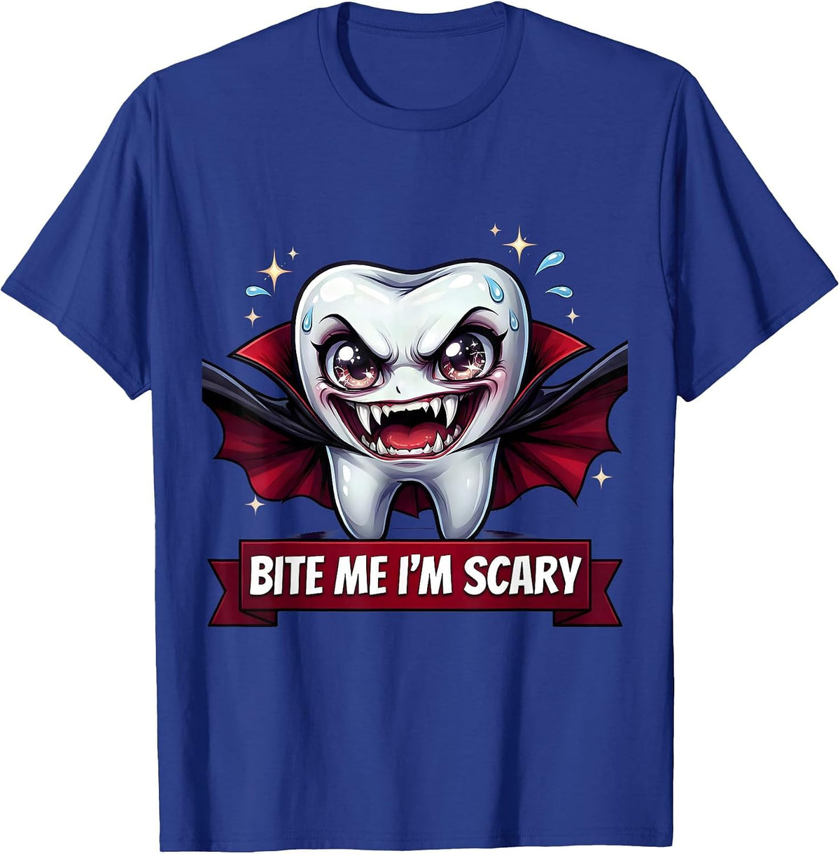 Men's Bite Me I'm Scary Dental Halloween Design T-Shirt - Royal Blue