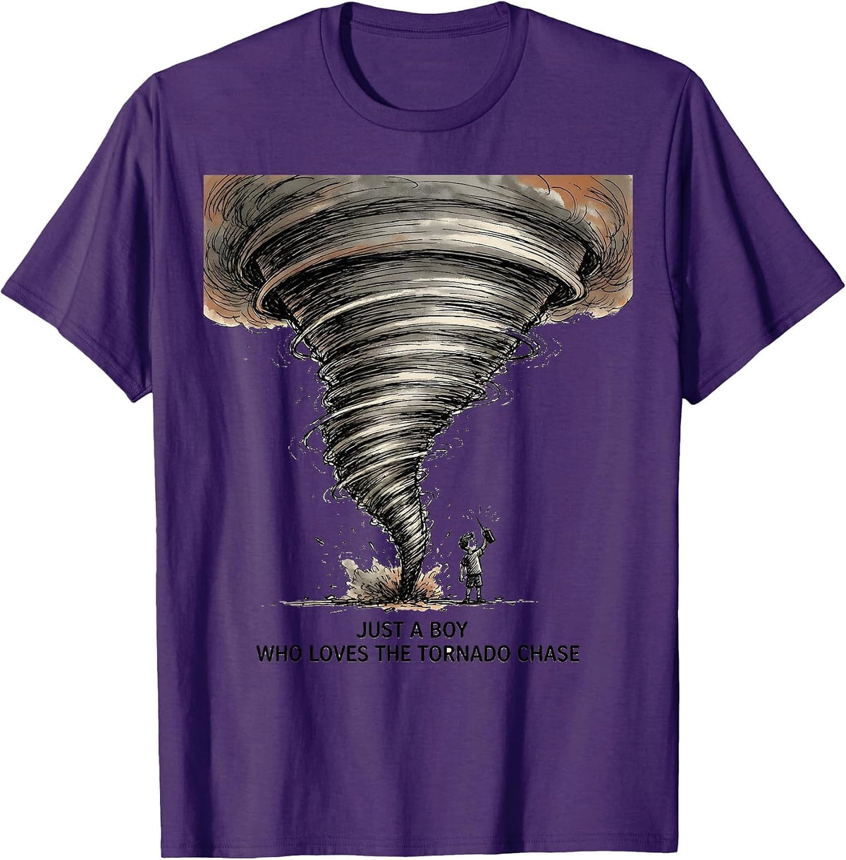 Men's Just A Boy Who Loves The Tornado Chase Funny Weather Storm T-Shirt - Purple