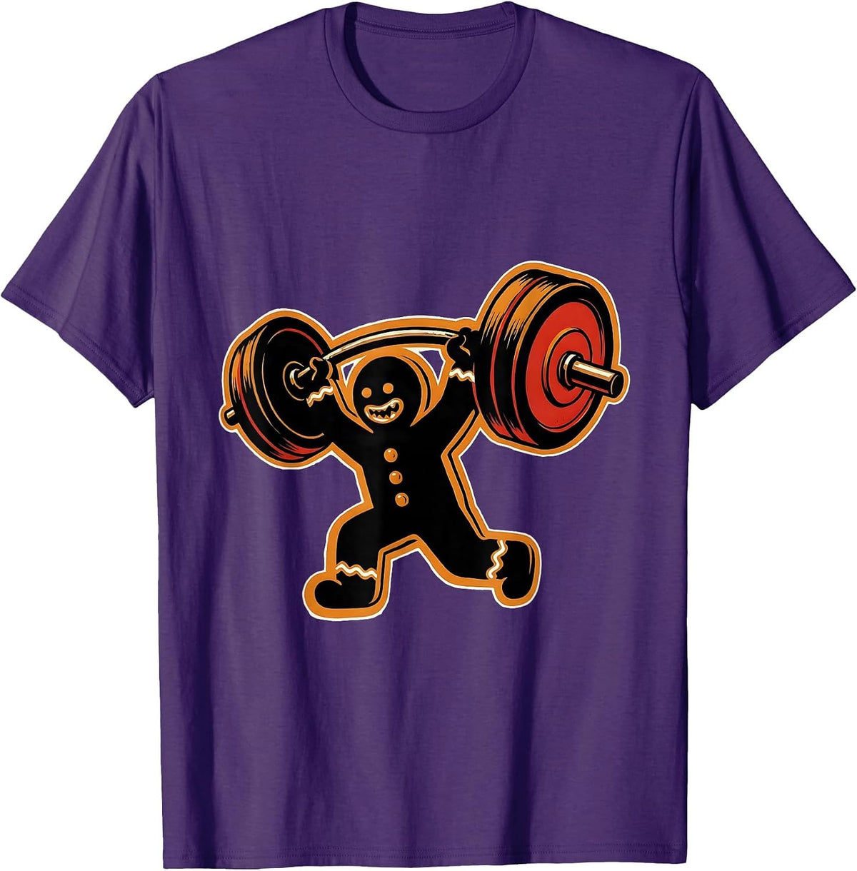 Gingershred Stencil Gingerbread Weightlifting Christmas Gym T-Shirt - Purple